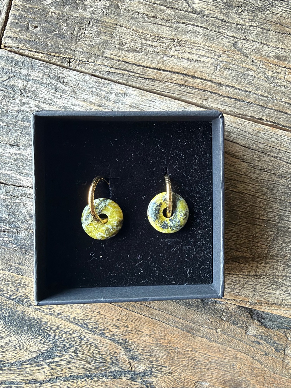 Green Stone Hoop Drop Earrings - Women Jewelry